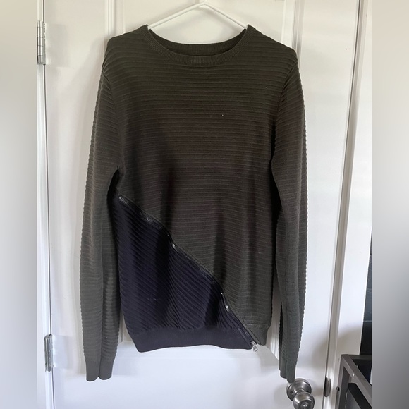 Assymetrical Olive/Black Sweater - Picture 1 of 3
